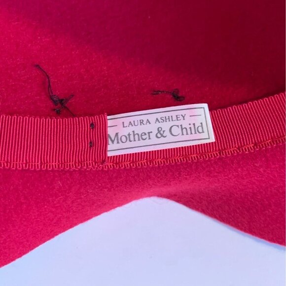 Laura Ashley Vintage 90s Red Felt Wool Brim Hat Velvet Bow main image 4